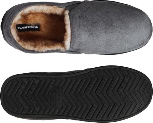 شباشب رجالي من جلد الغزال المقاوم للطقس - تصميم مزدوج، شباشب كلاسيكية للرجال للاستخدام الداخلي والخارجي، شباشب مريحة ببطانة من الفرو الصناعي سهلة الارتداء للرجال مع نعل مطاطي مانع للانزلاق in Kuwait