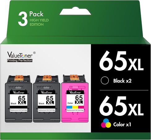 Valuetoner Remanufactured Ink Cartridge Replacement for HP 62XL 62 XL to use with Envy 5540 5640 5660 7644 7645 OfficeJet 5740 8040 OfficeJet 200 250 Series Printer (1 Black, 1 Tri-Color, 2-Pack) in Kuwait