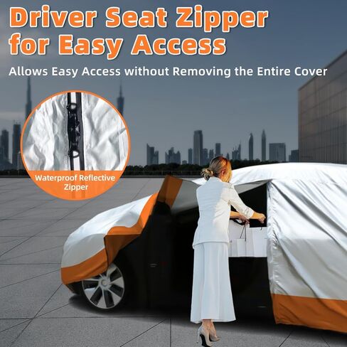 غطاء سيارة مخصص مناسب لطراز Tesla-Y مع سحاب باب الكابينة، غطاء سيارة مقاوم للماء في جميع الأحوال الجوية مع باب منفذ شحن شبكي جيد التهوية in Kuwait