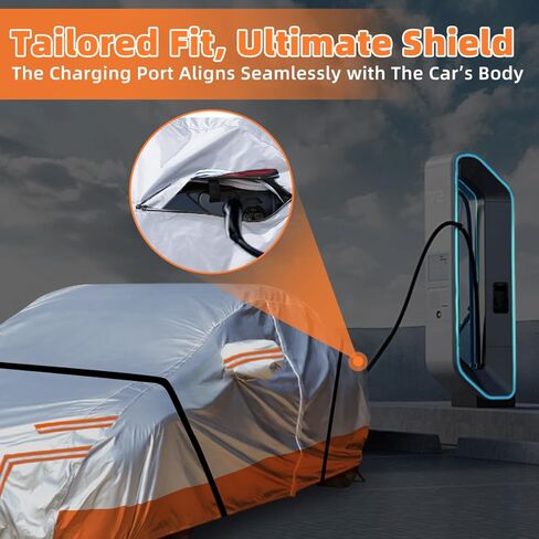 غطاء سيارة مخصص مناسب لطراز Tesla-Y مع سحاب باب الكابينة، غطاء سيارة مقاوم للماء في جميع الأحوال الجوية مع باب منفذ شحن شبكي جيد التهوية in Kuwait