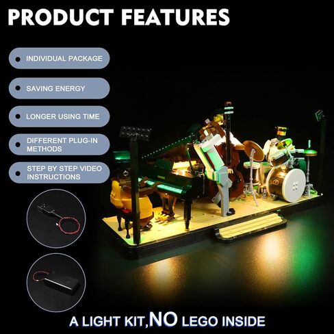 مجموعة إضاءة LED متوافقة مع Lego Jazz Quartet، وإضاءة التحكم عن بعد BrickBling RGB المتوافقة مع Lego 21334 (لا يوجد نموذج متضمن) in Kuwait