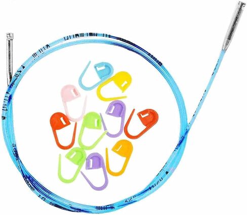 addi Click Interchangeable Cord for 5 inch (Standard) Turbo, Rocket and Rocket 2 Squared Circular Tips Actual 30 inch (76cm) Makes 40 inch (100cm) Needle with 10 Colorful Stitch Markers in Saudi Arabia