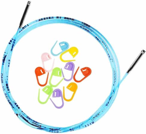 addi Click Interchangeable Cord for 5 inch (Standard) Turbo, Rocket and Rocket 2 Squared Circular Tips Actual 30 inch (76cm) Makes 40 inch (100cm) Needle with 10 Colorful Stitch Markers in Saudi Arabia