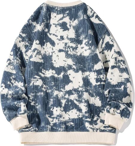 GURUNVANI Mens Tie Dye Sweatshirt Jacquard Crewneck Sweatshirt Graphic Pullover Top in Saudi Arabia