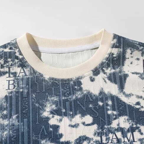 GURUNVANI Mens Tie Dye Sweatshirt Jacquard Crewneck Sweatshirt Graphic Pullover Top in Saudi Arabia