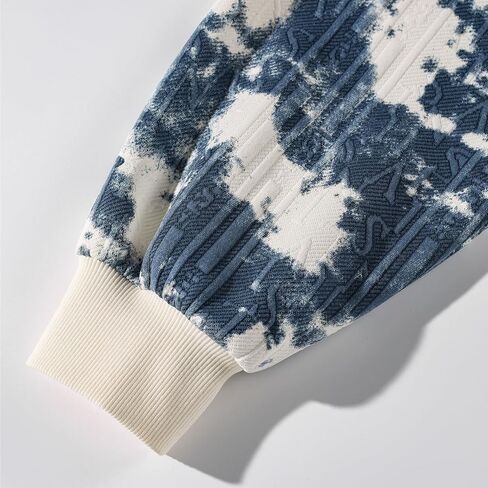 GURUNVANI Mens Tie Dye Sweatshirt Jacquard Crewneck Sweatshirt Graphic Pullover Top in Saudi Arabia