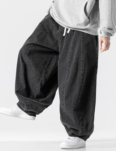 Nutirangee Men's Loose Fit Baggy Jeans Harem Casual Streetwear Wide Leg Hip Hop Oversized Denim Pants in Saudi Arabia