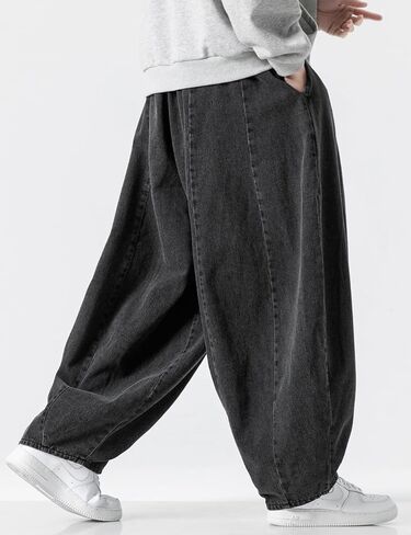 Nutirangee Men's Loose Fit Baggy Jeans Harem Casual Streetwear Wide Leg Hip Hop Oversized Denim Pants in Saudi Arabia