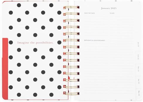 Kate Spade New York Medium 12 Month 2025 Planner Monthly and Weekly Spreads, Sticker Sheel, Note Pages, Pocket and Hardcover (Ladybug Dot) in Saudi Arabia