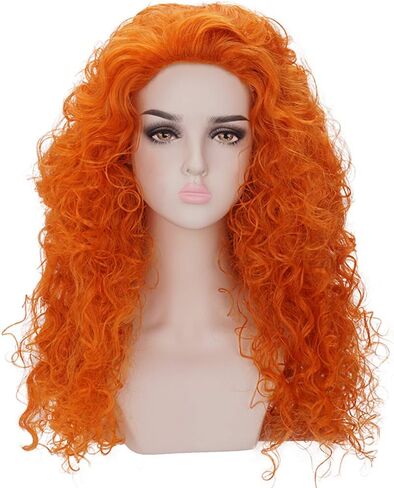 Long Orange Red Curly Wave hair Full Head Halloween Costume Cosplay Wig for women(orange) in Saudi Arabia