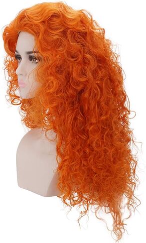 Long Orange Red Curly Wave hair Full Head Halloween Costume Cosplay Wig for women(orange) in Saudi Arabia