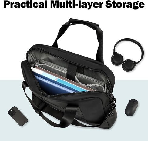 ELEZAY PU Leather Laptop Messenger Bag - Water-Resistant, Fits 15.6-inch Laptops, Ideal for Business Travel in Kuwait