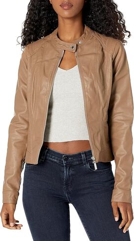 سترة JOUJOU النسائية من الجلد النباتي، ملابس أنيقة، أزياء فاخرة in Kuwait