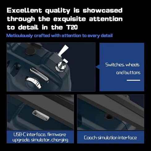 ترقية الطائر T-20 T20 V2 ELRS 2.4 جيجا هرتز كامل الحجم راديو EdgeTX ماكس 1000 ميجا واط وحدة تحكم عن بعد لطائرة RC بدون طيار طويلة المدى in Kuwait