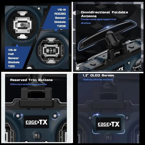 ترقية الطائر T-20 T20 V2 ELRS 2.4 جيجا هرتز كامل الحجم راديو EdgeTX ماكس 1000 ميجا واط وحدة تحكم عن بعد لطائرة RC بدون طيار طويلة المدى in Kuwait