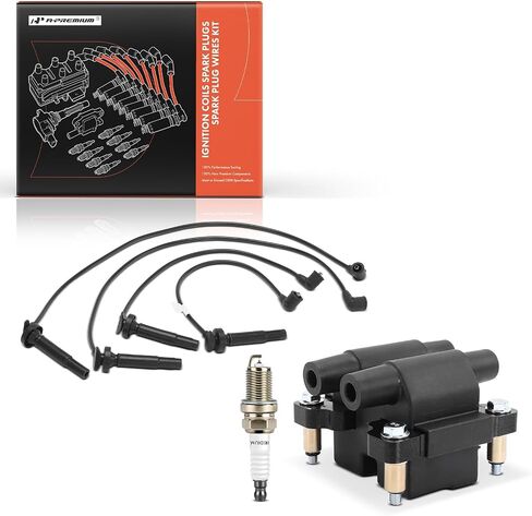 ملف إشعال A-Premium 1 مع 4 أسلاك و4 شمعات إشعال إيريديوم متوافقة مع Subaru Outback 2005-2009، Forester 2005-2008، Impreza 2005-2010، Legacy 2005-2009 & Saab 9-2X 2005-2006، 2.5 لتر in Saudi Arabia