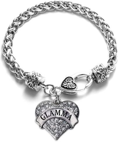 Inspired Silver - Silver Pave Heart Charm Bracelet with Cubic Zirconia Jewelry in Saudi Arabia