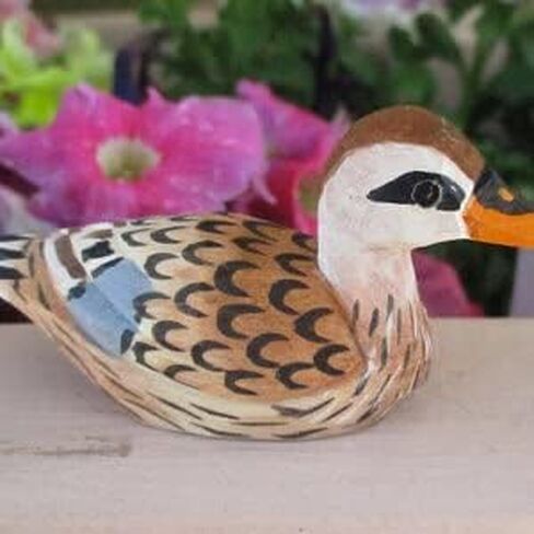 Duck Wood Figurine Statue Carving Decoration Decoy Small Animal Miniature Sculpture (Female Mallard) in Saudi Arabia