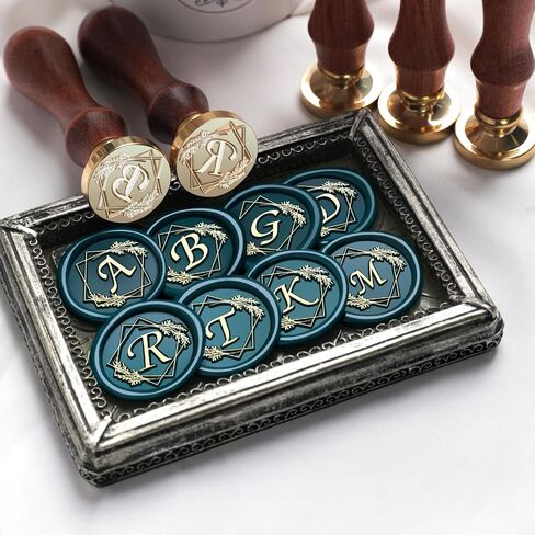 الأبجدية ب ختم الشمع ختم روزماري الأولي ب ختم الشمع وختم الشمع روزماري، 2PCS قيمة حزمة ختم الشمع عدة مع مقبض خشب الورد خمر هدية الزخرفية لدعوات الفن الزفاف عيد الميلاد in Kuwait