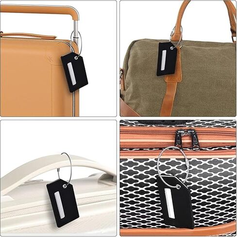 مجموعة من 5 بطاقات أمتعة، علامات أمتعة من السيليكون مع حلقات فولاذية لحقائب السفر لسهولة التعرف على الحقائب - برتقالي in Kuwait