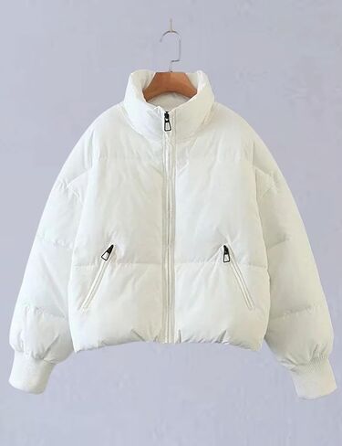 سترات نسائية منتفخة كاجوال من Unilexi معاطف شتوية ذات ياقة واقفة كبيرة الحجم ومبطنة in Kuwait