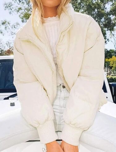 سترات نسائية منتفخة كاجوال من Unilexi معاطف شتوية ذات ياقة واقفة كبيرة الحجم ومبطنة in Kuwait