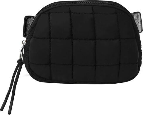 Quilted Puffer Belt Bag, Everywhere Waist Fanny Packs, Lightweight Crossbody Bag with Adjustable Strap, Black in Saudi Arabia