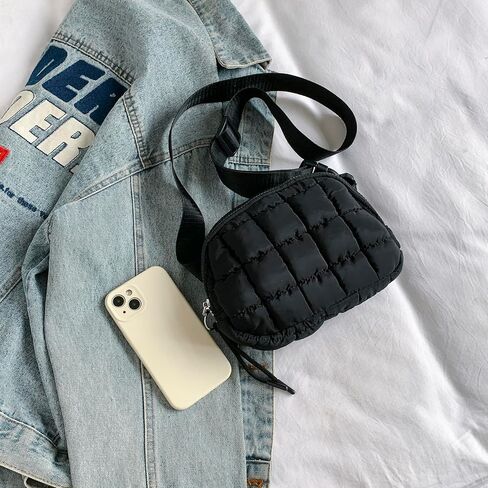 Quilted Puffer Belt Bag, Everywhere Waist Fanny Packs, Lightweight Crossbody Bag with Adjustable Strap, Black in Saudi Arabia