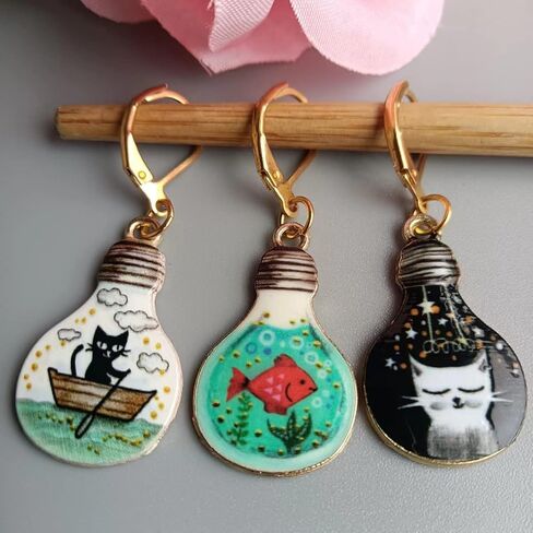 3 قطعة مصباح لمبة القط الكروشيه القابلة للإزالة قفل غرزة علامات للحياكة والحياكة لطيف المعادن السحر هدية الحياكة المورد اكسسوارات الحياكة in Kuwait