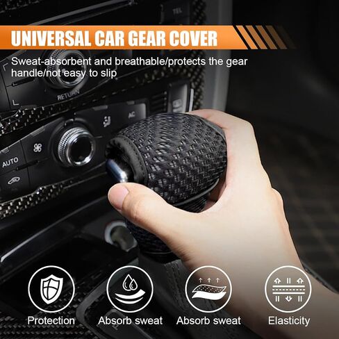 Car Gear Shift Knob Cover, Auto Manual Gear Shift Knob Protector, Anti-Slip Leather Stick Shifting Handle Cover, Car Interior Decoration Accessories Universal for Vehicle SUV Truck (Beige) in Saudi Arabia