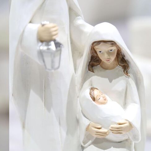 SXSZZXL Nativity Scene Indoor Holy Family Figurines Woodcut Style Jesus Resin Statues Catholic Tabletop Decorations for Christmas Home Decor(Grey) in Saudi Arabia