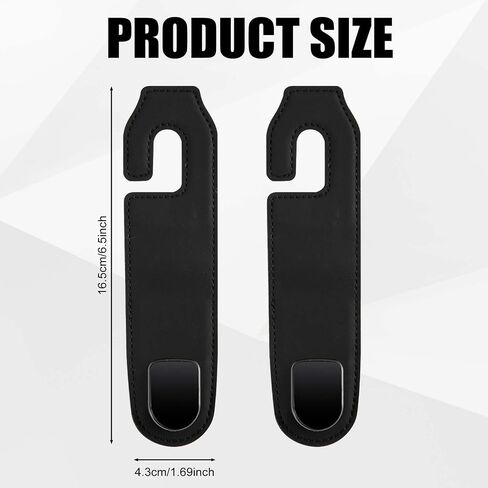 2pcs Car Seat Back Hook, Leather Car Seat Hooks Car Headrest Hook Auto Seat Hook Hangers Storage Organizer Car Inside Accessories for Purse Umbrellas Handbag (Black) in Saudi Arabia