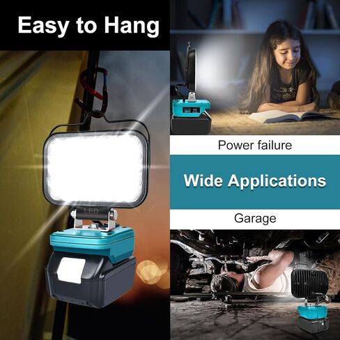 Cordless LED Work Light for Makita 18v Battery, Portable Flood Lights 80W Spotlight Compact Lighting 8000LM With Type C & USB Fast Charging for Camping, Hiking, Fishing,Power Failure,Job Site,Workshop in Saudi Arabia