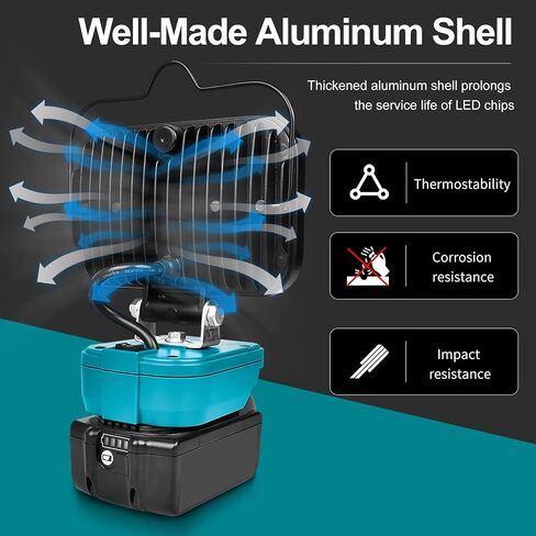Cordless LED Work Light for Makita 18v Battery, Portable Flood Lights 80W Spotlight Compact Lighting 8000LM With Type C & USB Fast Charging for Camping, Hiking, Fishing,Power Failure,Job Site,Workshop in Saudi Arabia