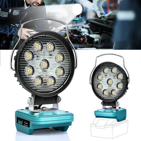 Cordless LED Work Light for Makita 18v Battery, Portable Flood Lights 80W Spotlight Compact Lighting 8000LM With Type C & USB Fast Charging for Camping, Hiking, Fishing,Power Failure,Job Site,Workshop in Saudi Arabia