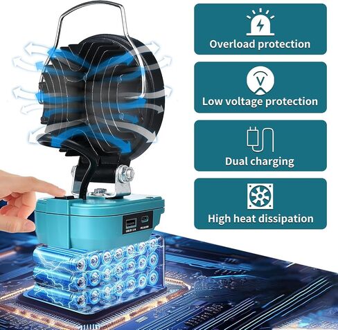 Cordless LED Work Light for Makita 18v Battery, Portable Flood Lights 80W Spotlight Compact Lighting 8000LM With Type C & USB Fast Charging for Camping, Hiking, Fishing,Power Failure,Job Site,Workshop in Saudi Arabia