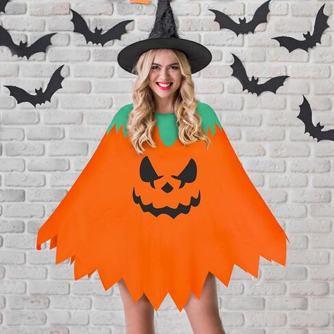 Plus Size Halloween Costumes Woman,Halloween Costumes for Women,Pumpkin Costume,Adult Halloween Costume Women Ponchos in Saudi Arabia