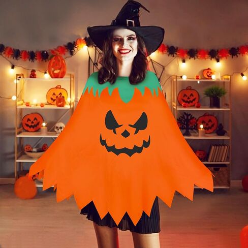 Plus Size Halloween Costumes Woman,Halloween Costumes for Women,Pumpkin Costume,Adult Halloween Costume Women Ponchos in Saudi Arabia