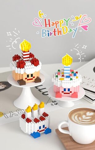 3 Set Happy Cake Party - Cute Cake Series Mini Bricks Micro Building Kit Toys, Desktop Ornaments Compatible with Nano for Kids in Saudi Arabia