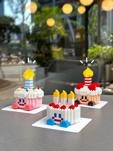 3 Set Happy Cake Party - Cute Cake Series Mini Bricks Micro Building Kit Toys, Desktop Ornaments Compatible with Nano for Kids in Saudi Arabia