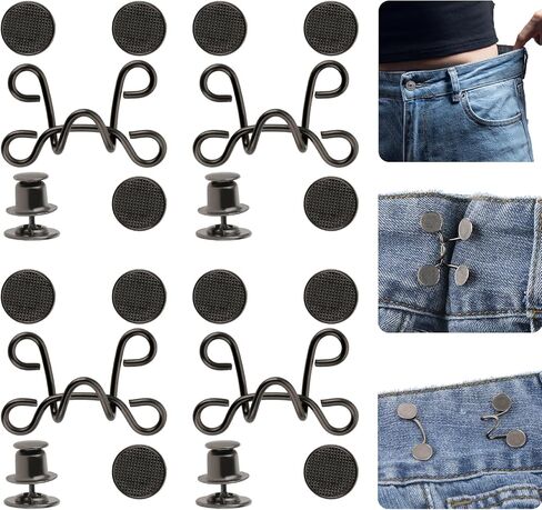 COMNICO Adjustable Waist Buckle Extender Set, 24 Pcs Waist Buckle Extender Tightener Reusable Extra Jean Button No Sewing Replacement Buttons Waistband Extension for Loose Jeans Pant in Saudi Arabia