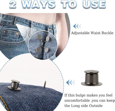 COMNICO Adjustable Waist Buckle Extender Set, 24 Pcs Waist Buckle Extender Tightener Reusable Extra Jean Button No Sewing Replacement Buttons Waistband Extension for Loose Jeans Pant in Saudi Arabia