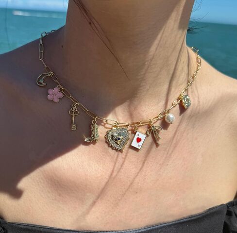 Charm Necklace For Women Shell Heart Necklaces Gold Charms Pendant Paperclip Chain Boho Summer Seashell Beach Evil Eye 14k Starfish Jewelry in Kuwait