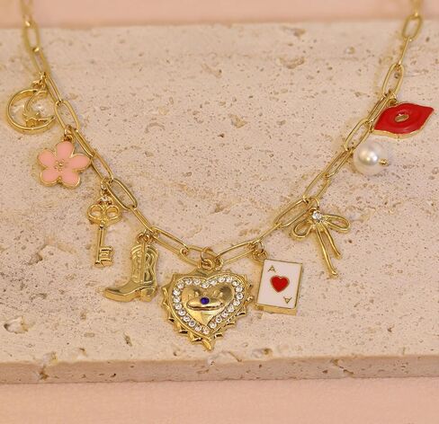Charm Necklace For Women Shell Heart Necklaces Gold Charms Pendant Paperclip Chain Boho Summer Seashell Beach Evil Eye 14k Starfish Jewelry in Kuwait