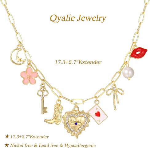 Charm Necklace For Women Shell Heart Necklaces Gold Charms Pendant Paperclip Chain Boho Summer Seashell Beach Evil Eye 14k Starfish Jewelry in Kuwait