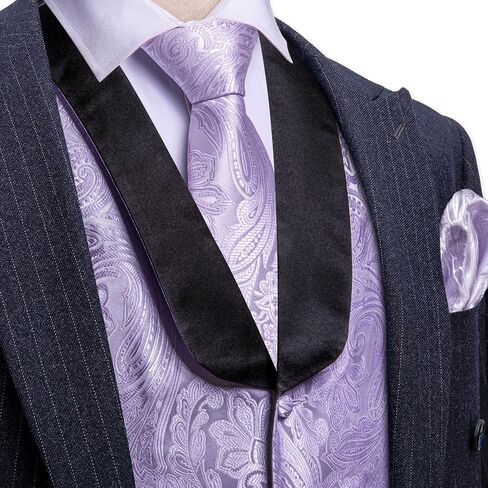Barry.Wang Mens Paisley Vest Silk Jacquard Shawl Collar Floral Formal Suit Waistcoat Tie Set 6PCS Wedding Tuxedo in Saudi Arabia