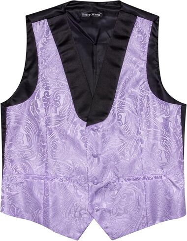 Barry.Wang Mens Paisley Vest Silk Jacquard Shawl Collar Floral Formal Suit Waistcoat Tie Set 6PCS Wedding Tuxedo in Saudi Arabia