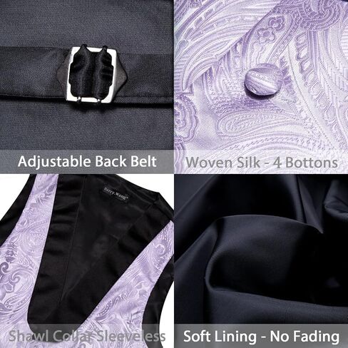 Barry.Wang Mens Paisley Vest Silk Jacquard Shawl Collar Floral Formal Suit Waistcoat Tie Set 6PCS Wedding Tuxedo in Saudi Arabia