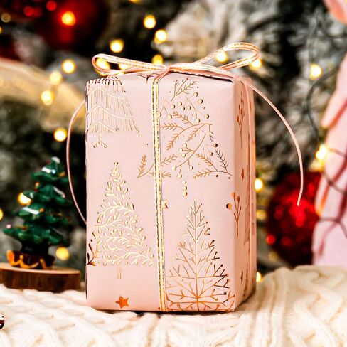 Homeral Christmas Wrapping Paper Roll - 46.8 sq.ft. 3D Embossed Gold Foil Christmas Tree, Star on Black for Christmas, New Year Celebration, Holiday - 17in x 33ft in Saudi Arabia