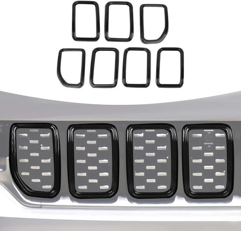 Hoolcar Front Grille Insert Cover Compatible with Jeep Grand Cherokee 2021-2023, Black, 7 Pcs in Saudi Arabia